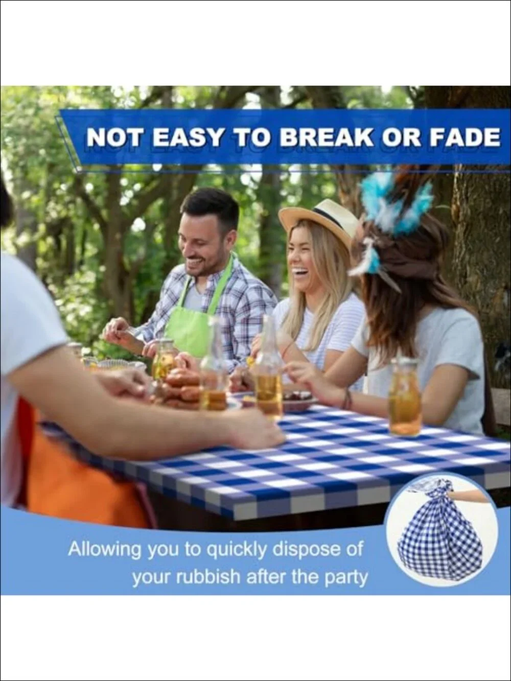 Plastic Elastic Picnic Table Cover 72 x 30 Inch Fitted Tablecloth